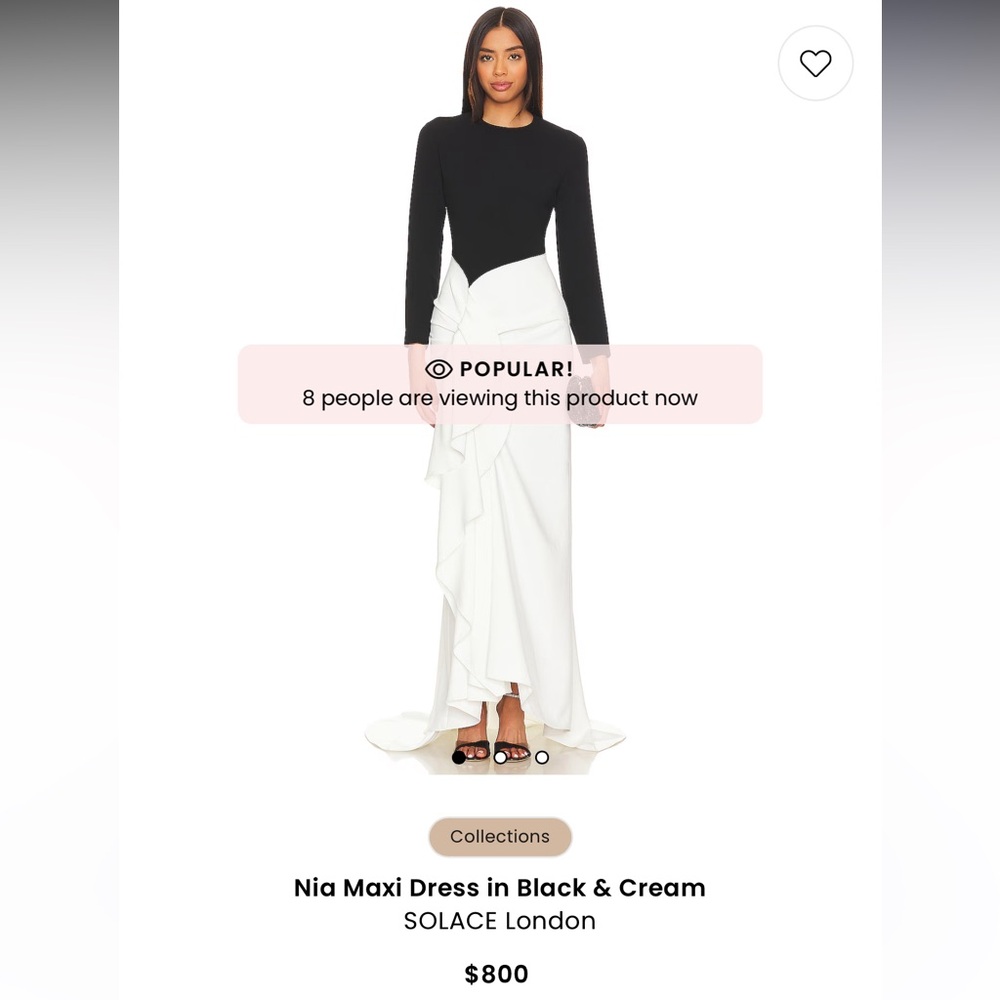 Elegant Black and White Long Sleeve Gown